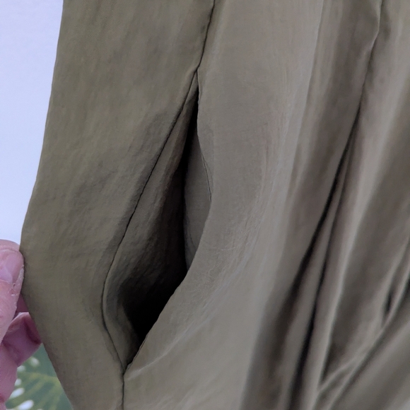 NASTY GAL V-Neck Wide Leg Jumpsuit Size 2 Olive Green - Picture 4 of 9